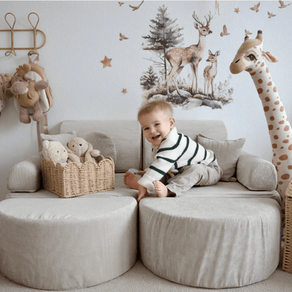MeowBaby Medium Modular Play Sofa Plus - Slimcord Lime