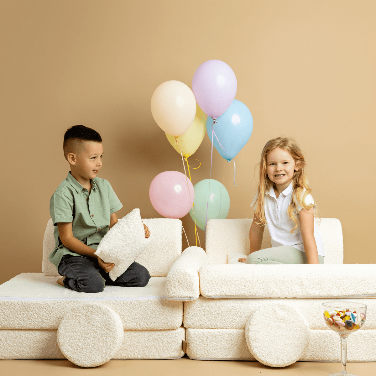 Medium Modular Sofa for Kids - Boucle White