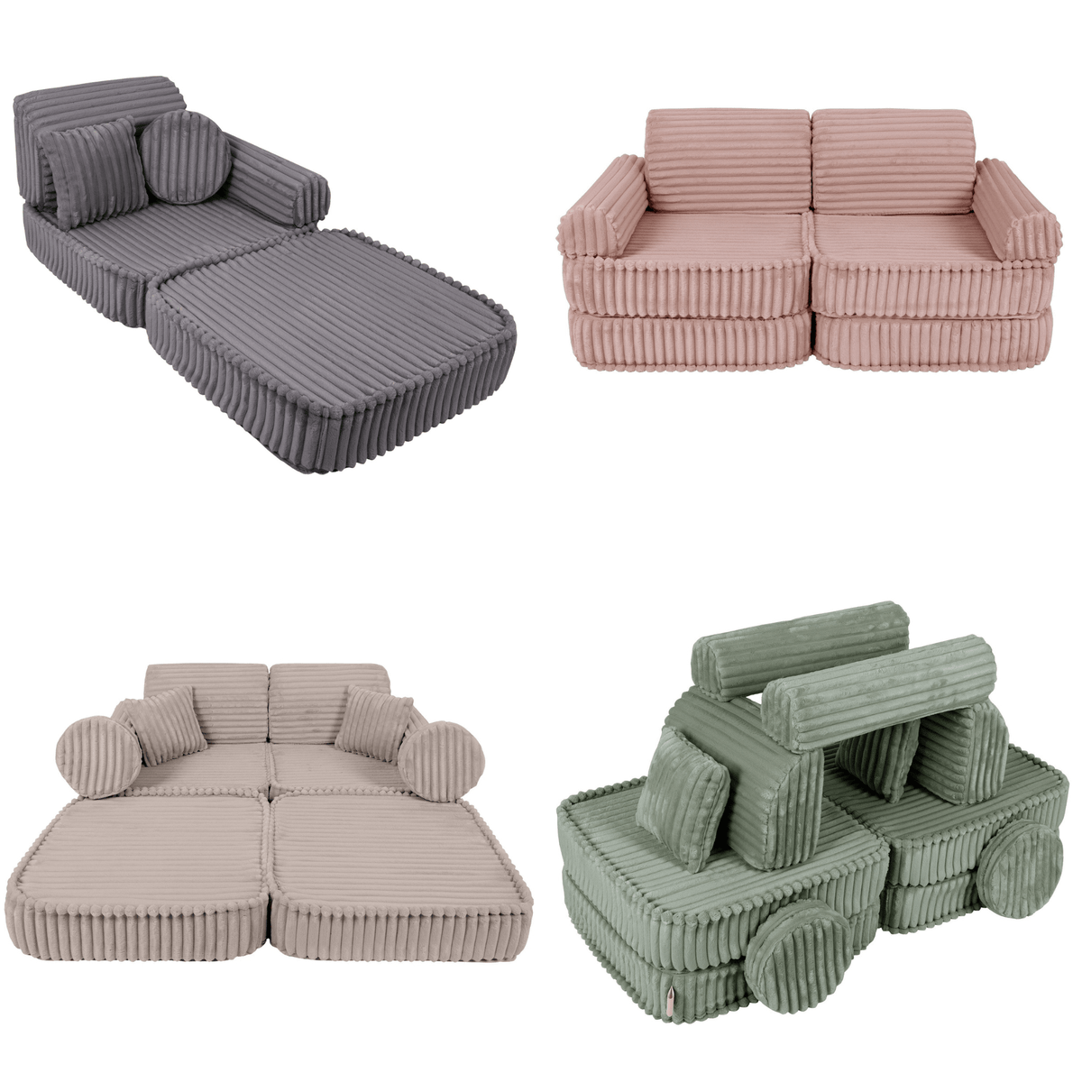 MeowBaby Medium Modular Play Sofa - Slimcord Lavender