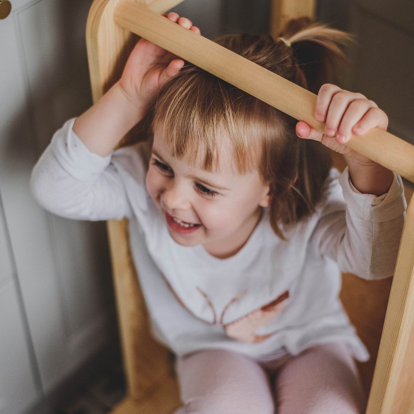 MeowBaby Wooden Kitchen Helper for Children - Natural