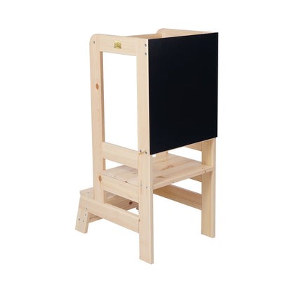 MeowBaby Wooden Kitchen Helper for Children with Board - Natural