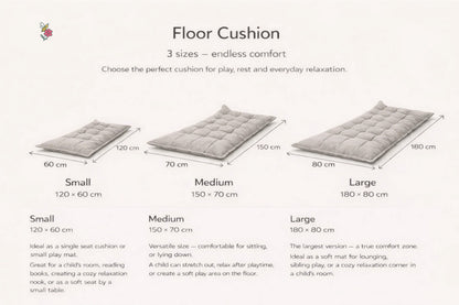 Quilted Kids' Floor Cushion, Blue, 3 Sizes Available