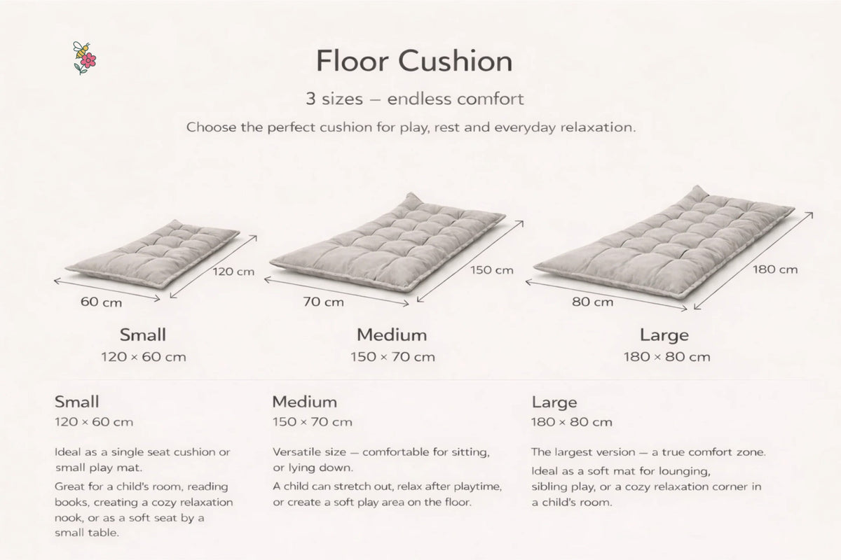 Quilted Kids' Floor Cushion, Green, 3 Sizes Available
