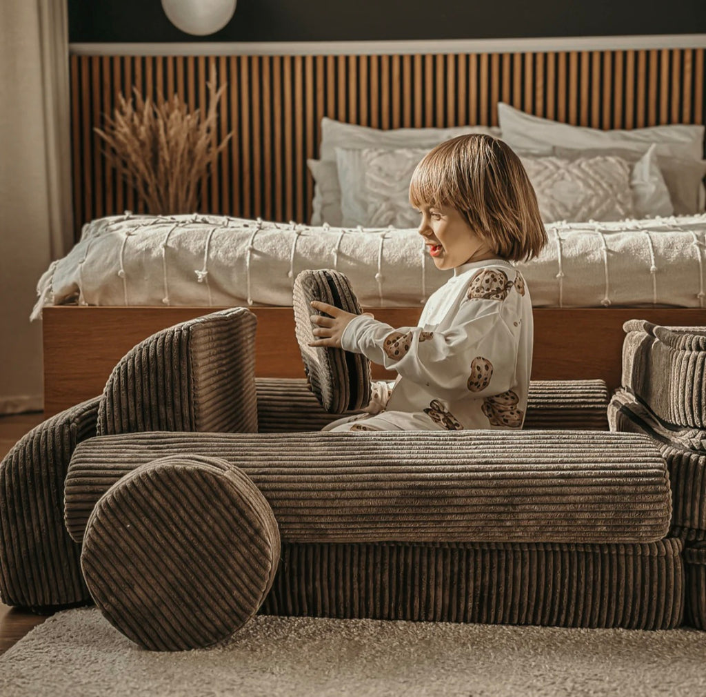 Large Modular Sofa for Kids - Premium Corduroy Brown
