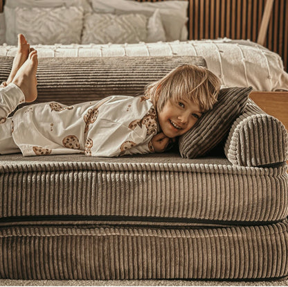 Velika modularna sofa za djecu - Premium korduro smeđa
