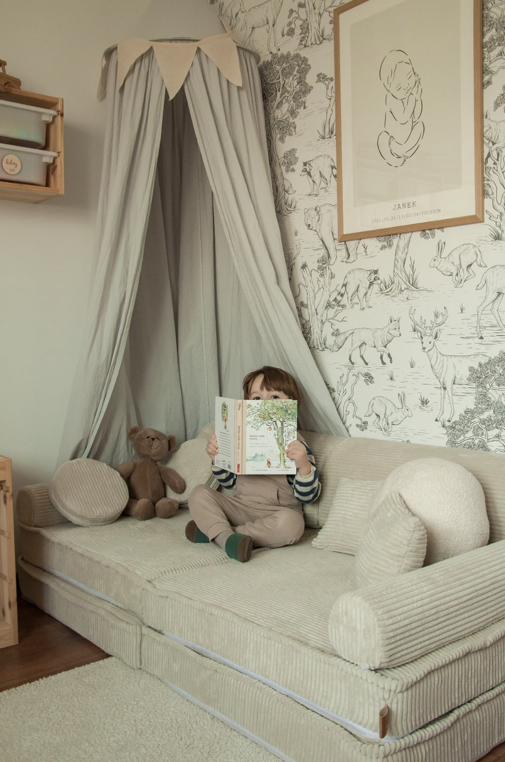 Large Modular Sofa for Kids - Premium Corduroy Ecru