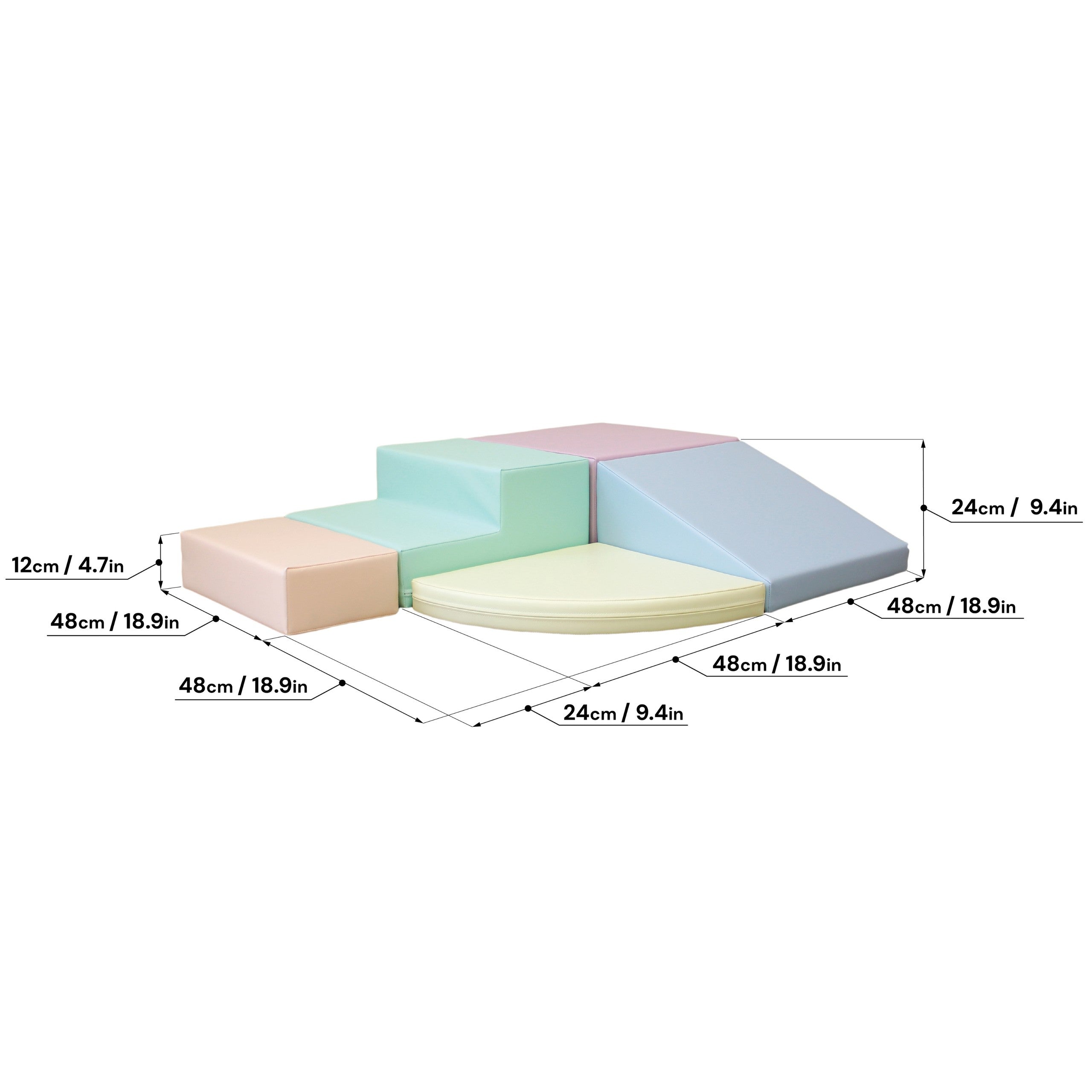 Soft Play 5 Foam Block Set - Light Pastel Corner Climber XL