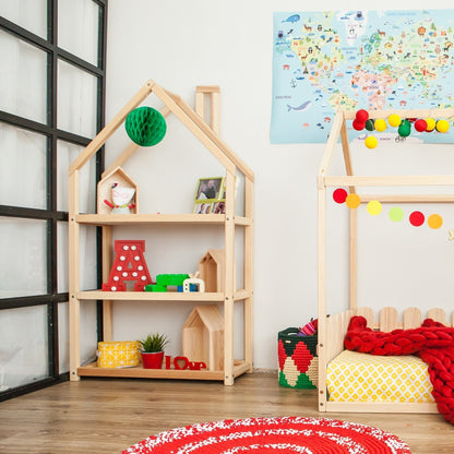 montessori spielzeug aufbewahrung Montessori-Hausregal – Massives Holz-Bücherregal & Spielzeugaufbewahrung für Kinder – Bamboccini